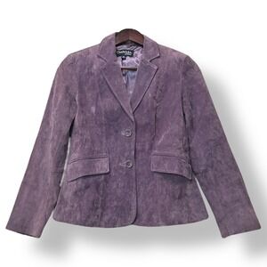 Vtg Y2K Chadwicks Women 2P Purple Suede Petite Blazer Jacket Grunge Preppy Retro